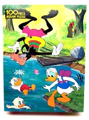 Vintage New Sealed Disney Friends 100pc Jigsaw Puzzle Donald Goofy Swimming - Image 1 of 4