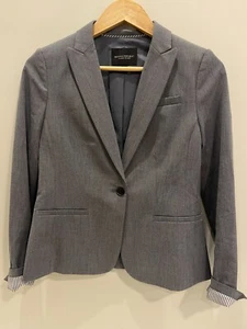 Banana Republic Blazer Womens Gray Linen Suit Jacket Long Lean SZ 2 - Picture 1 of 3