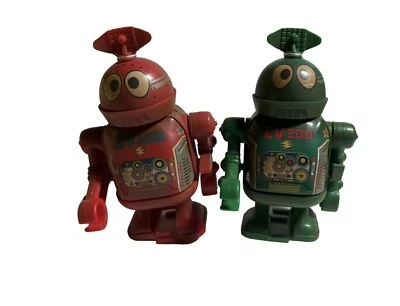 Box Store Display ZV 288 Tin LITHO Robot Wind Up PLAYGO 3.75" 12 Green 11 Red - Image 1 of 4