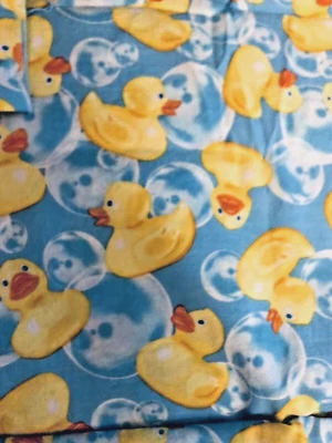 VTG Novelty Yellow Rubber Ducky & Bubbles Toss Print Timeless Treasures BTFQ - Image 1 of 4