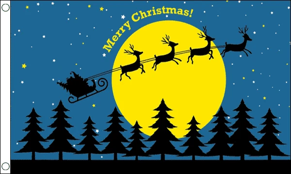 Christmas Moon Small Flag (3ft x 2ft) Xmas Santa Reindeer - Image 1 of 1