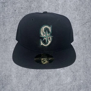Vintage New Era MLB Seattle Mariners Ken Griffey Navy Blue 90's Y2K Fitted Hat 7 - Picture 1 of 6