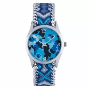 Rare Designer Manoush Quartz Watch Silver Case Blue Woven Bracelet RRP £100 #2 - Picture 1 of 12