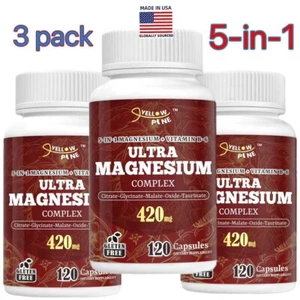 3 pack , 5-in-1 Ultra Magnesium Complex Plus Vitamin B6 - Picture 1 of 3