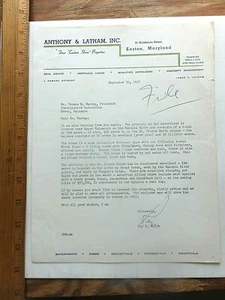 1957 Illustrated Letterhead- Easton, MD Real Estate Co. re: Property For Sale - Picture 1 of 3