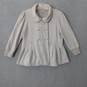 Juicy Couture Sweater Womens Medium Gray Button Ruffled Casual Workwear Sweater - Picture 1 of 14