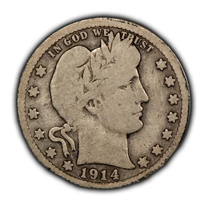 1914-S 25c Silver Barber Quarter - VG Key Date - SKU-Z5078 - Picture 1 of 6