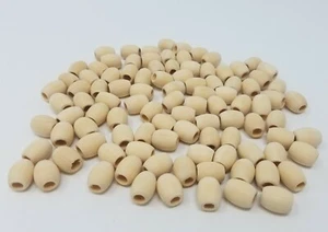 Lot of 100 Unfinished Natural Macrame 1/2" 13mm Oval Wood Craft Jewelry Beads - Picture 1 of 3