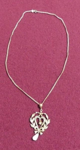 Antique 14k Gold Diamond Seed Pearl Lavalier Necklace c1912 - Picture 1 of 19
