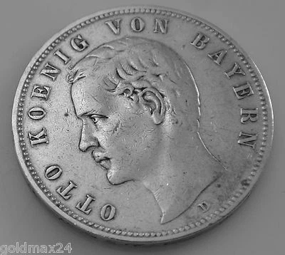  5 MARK OTTO KÖNIG 1900 D VON BAYERN  MÜNZE SILBER  - Bild 1 von 4