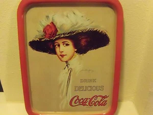 Vintage Drink Delicious Coca-Cola Red Metal Tray - Picture 1 of 2
