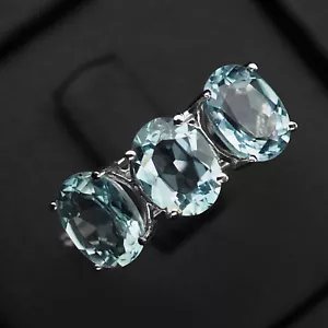 Striking Baby Blue Aquamarine 3.40Ct 925 Sterling Silver White Gold Plated Rings - Picture 1 of 8