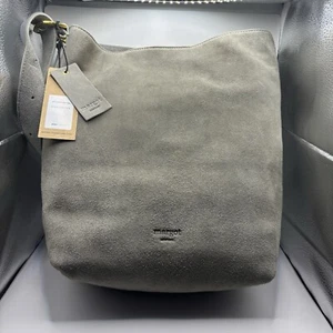 Borsa Margot New York Kaye Bucket in pelle scamosciata grigia nuova con etichetta - Foto 1 di 13