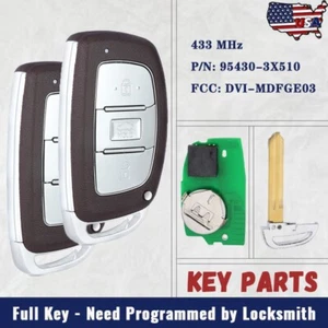 2 Smart Remote Key Fob 433MHz for Hyundai Elantra 14 2015 2016 2017 95430-3X510 - Picture 1 of 6