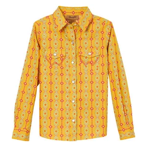 Wrangler Youth Girl's Yellow Geo Print Snap Down Shirt 112344177 - Picture 1 of 7