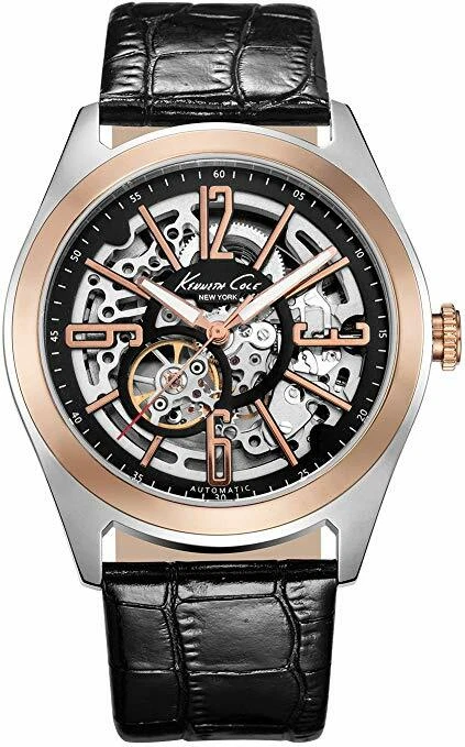 Nuevo reloj Kenneth Cole New York para hombre KC1792 bisel de oro rosa correa negra Foto 1 de 1