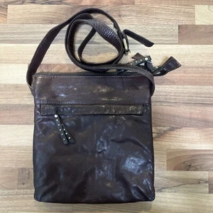 Sorpresa ! Brown Leather Crossbody Shoulder Satchel Messenger Bag Studded Boho - Picture 1 of 8