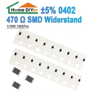 0402 SMD Chip Widerstand 470 Ω/Ohm 470R 1/16W Genauigkeit ± 5% (1000 Stück) - Picture 1 of 11