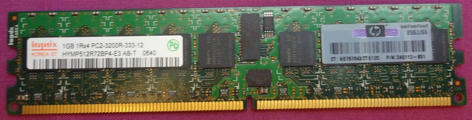 1GB Hynix Micron Elpida DDR2400 PC2-3200R ECC RAM HYMP512R72BP4-E3 HP 345113-851 - Image 1 of 2