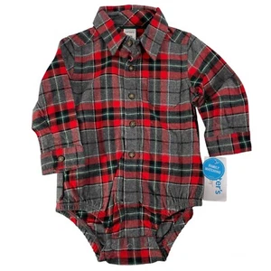 Conjunto de franela de una pieza Carters bebé niño talla 9M rojo negro gris nuevo con etiquetas - Imagen 1 de 5