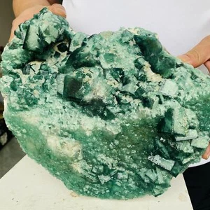 Raro esemplare di quarzo calcite fluorite cubo verde chiaro naturale 7100 g - Foto 1 di 15