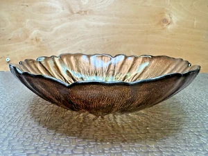 Brown Opalescent Bowl, Reverse Paint, Beautiful!! - Picture 1 of 6