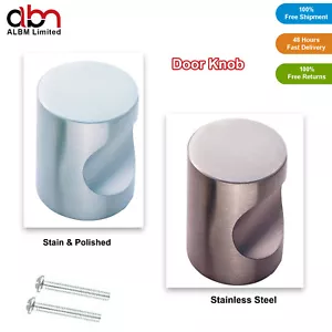 Stainless Steel CYLINDRICAL Cabinet Cupboard Kitchen Furniture Door Pull Knob - Picture 1 of 15