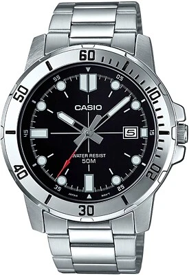 CASIO MTP-VD01D-1EVUDF OROLOGIO UOMO ACCIAIO NERO DATA 43mm SOTTOCOSTO - Immagine 1 di 3