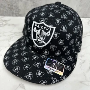 Deadstock VTG Oakland Raiders All Over Print Hat Cap Fitted Back Y2K Vegas 7 1/8 - Picture 1 of 9