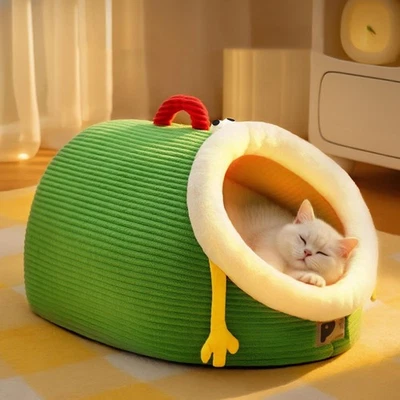 Cat Hideaway Bed Cave with Removable Cushion Warm Winter Bed for Small Pets - Image 1 of 4