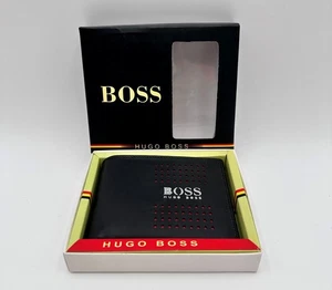 Hugo Boss Leather Wallet Men's Bifold Black NEW - Picture 1 of 7