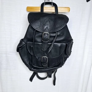 Leder Rucksack schwarz Sattelleder robuste Messingschnalle - Bild 1 von 12
