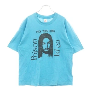 VINTAGE Vintage 80s POISON IDEA Printed Short Sleeve T-shirt n Blue - Picture 1 of 6