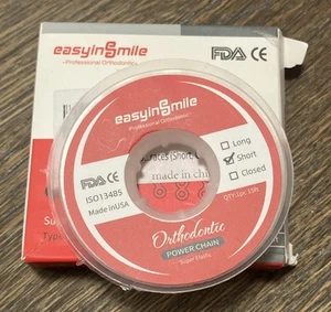 15Feet Dental Ortho Brace Bands Power Chains:Super Elastic,Short,Clear,SEALED - Picture 1 of 1
