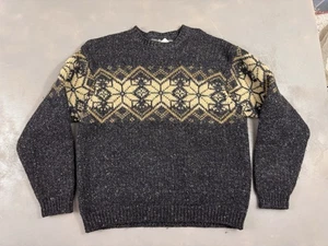 Vintage 90s Abercrombie & Fitch Knit Wool Snowflake Sweater Medium Large - Picture 1 of 5