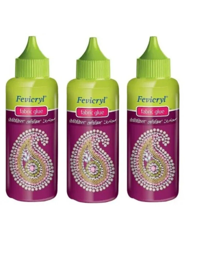 3 Pezzi Fevicryl No Stitch Colla per Tessuto 80ml Colla Trasparente per... - Immagine 1 di 3