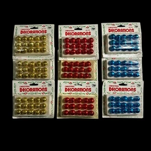 Pallina Vetro Natale Vintage MINI ORNAMENTO Rosso Oro Blu - 135 Pezzi 15mm Nuova con scatola - Foto 1 di 6