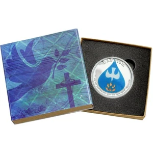 Handemaillierte Taufe 2025 1oz .999 Feinsilbermedaille in religiöser Geschenkbox - Bild 1 von 8