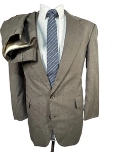 HAGGAR Hombres Marrón GLEN CUADROS Clásico Plisado 2 Piezas Traje 40S Chaqueta 30x27 Pantalón - Imagen 1 de 13
