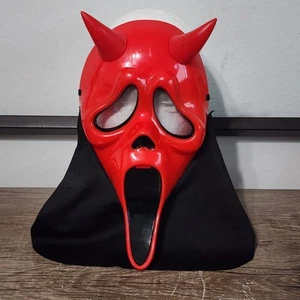 Máscara de grito facial de fantasma ilimitada de Pascua cuernos de diablo rojo Halloween juegos con disfraces de miedo - Imagen 1 de 3