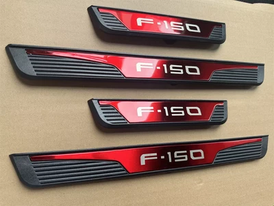 4Pcs Red Steel Sticker For FORD F-150 Car Door Sill Protector Door Step Plate — 第 1/4 张图片