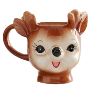 POTTERY BARN Süße Freche Rentiere Tasse Retro Inspiriert Keramik Rentier Form - Bild 1 von 5