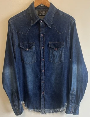 Vintage Da Vinci Fender Collection Shirt Mens Denim Purple Pearl Snap Size M - Image 1 of 4