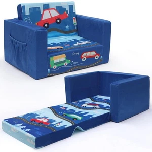 Kids Couch: Toddler Sofa Bed Fold Out for Gilrs Boys Baby Flip Out Convertibl... - Picture 1 of 8