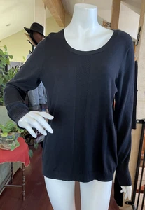 Suéter Talbots Negro Cuello Redondo Manga Larga Algodón Mezcla Modal Nuevo con Etiquetas $79 Talla M - Imagen 1 de 8
