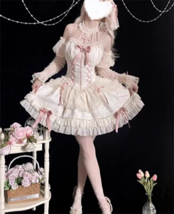 Abito a nastro donna giapponese lolita fiocco gotico abito JSK - Foto 1 di 14