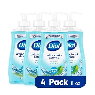 Jabón de manos líquido antibacteriano Dial, agua de manantial, 11 fl oz (paquete de 4) Foto 1 de 4