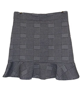 Forever 21 Skirt Plus Womens 0X Black Grey Glen Plaid Houndstooth Ruffled Flirty - Picture 1 of 9