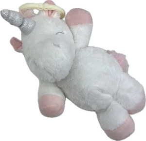 KellyBaby Plush Toy 10 Inch White Pink Unicorn Clip On Stuffed Animal Rattle - Picture 1 of 1