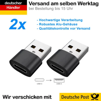 USB A auf USB C Adapter Ladeadapter Datenübertragung Stecker Konverter OTG - Bild 1 von 4